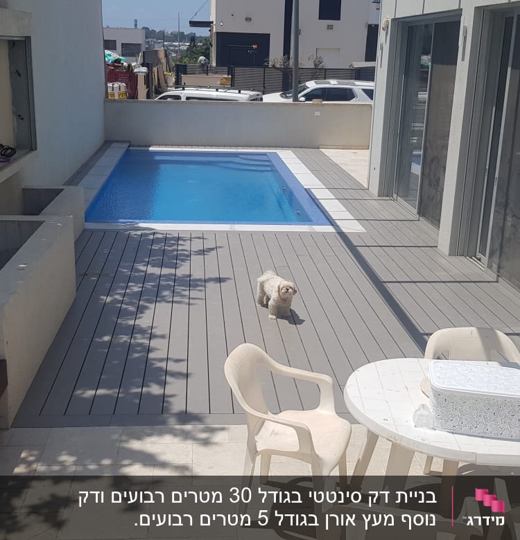 בריכת שחייה קטנה עם דק עץ מסביב